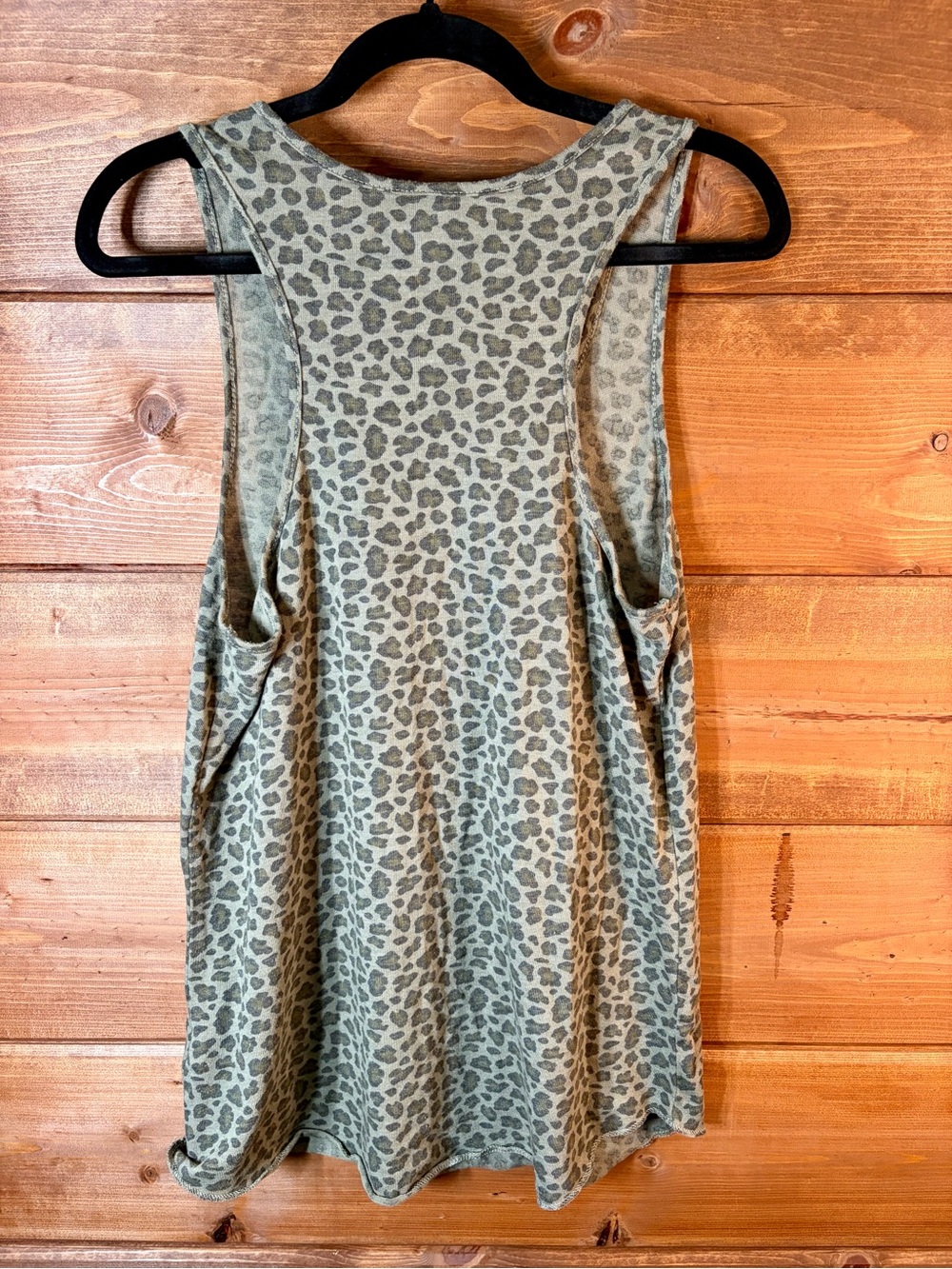Alternative Raw Hem Olive Green Leopard-Print Tank Top Size Large 💚🖤 - Picture 5 of 7